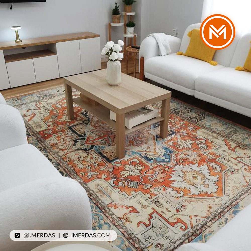 فرش کهنه نما کد 21732 زمینه تمام رنگ